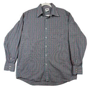 Lacoste Men's Long Sleeve Button Up Plaid Career Dress Work Shirt Size‎ 44
